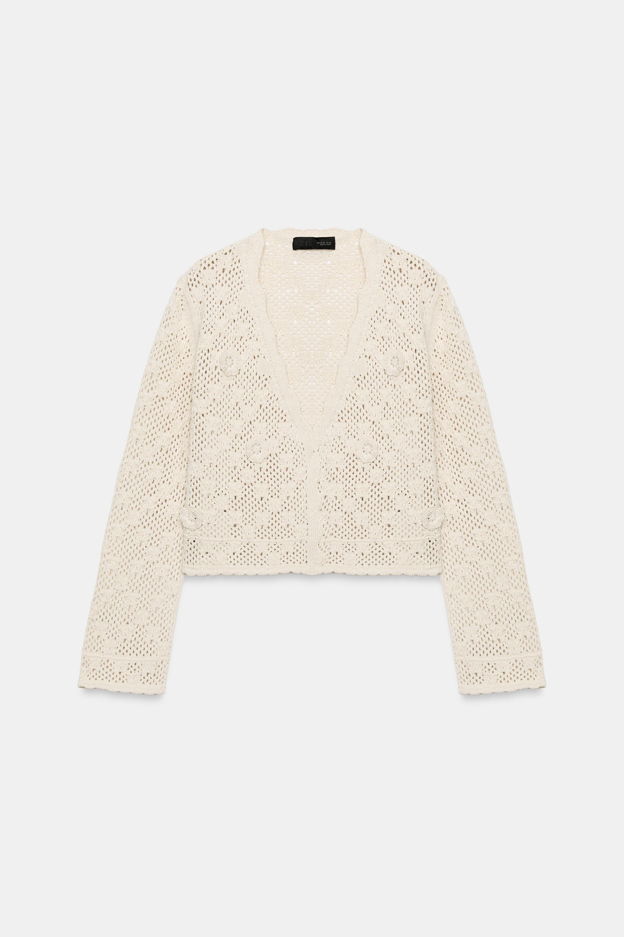 POINTELLE FLORAL CARDIGAN